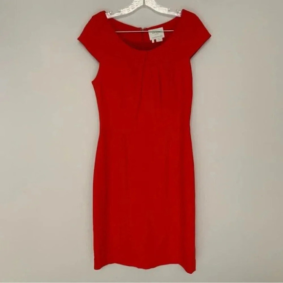 Kate Spade Raya Dress Red Midi Wool Cap Sleeve 8 - Picture 5 of 14